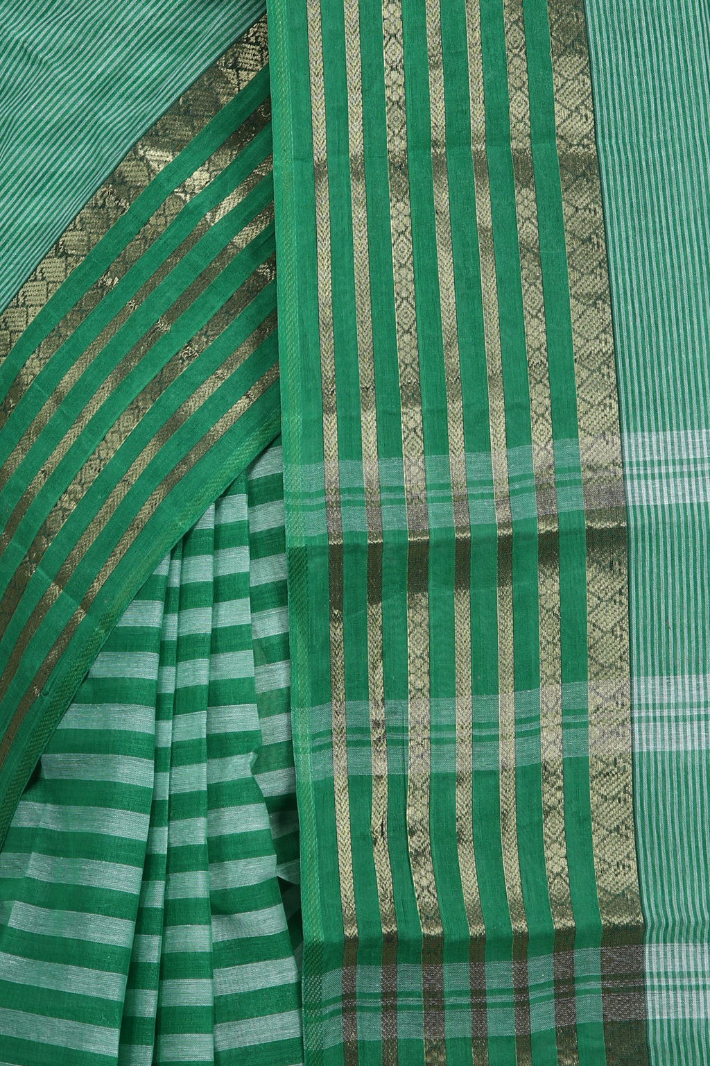Green Pure Cotton Zori Border Tant Saree (1876)